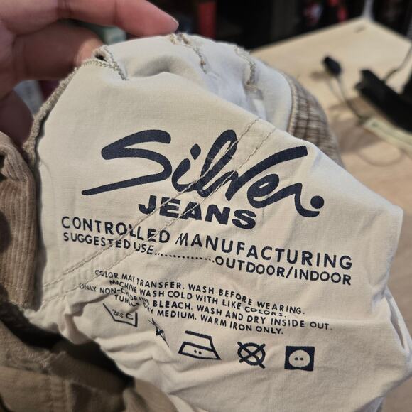 Silver Jeans Corduroy Overalls Beige sz 4 carpenter utility straight leg - Picture 8 of 11